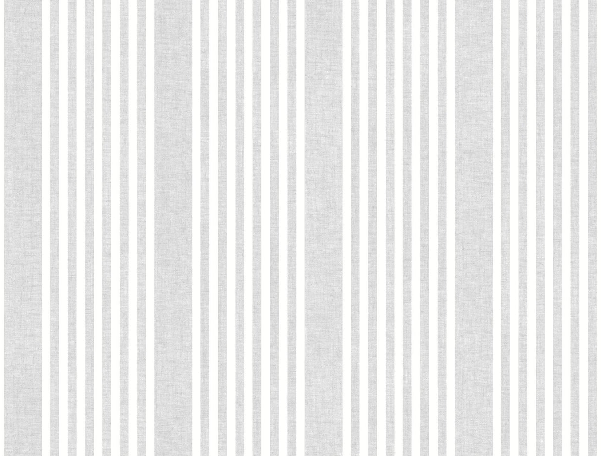 French Linen Stripe Grey Wallpaper with Classic Linen-Textured Vertical Stripe - York SR1582