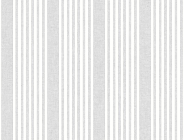 French Linen Stripe Grey Wallpaper with Classic Linen-Textured Vertical Stripe - York SR1582