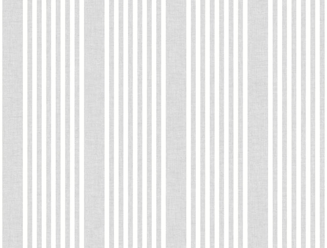 French Linen Stripe Arctic Grey Prepasted Wallpaper with Farmhouse Striped Pattern - York SR1582MH