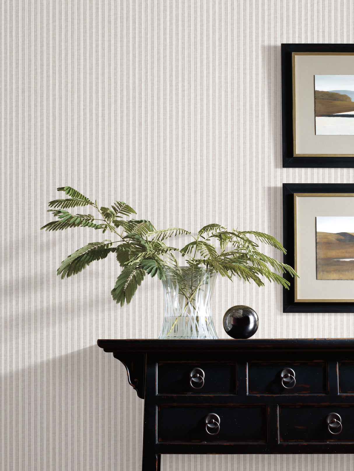 New Ticking Stripe Grey by Inspired by Color Stripe Wallpaper – York Wallcoverings SR1591