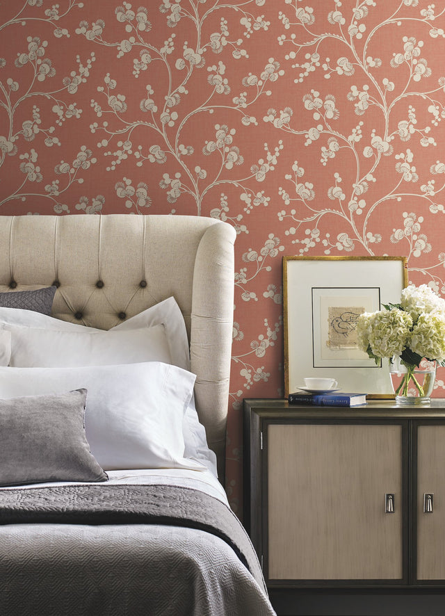 Dahlia Trail Burnt Orange Wallpaper