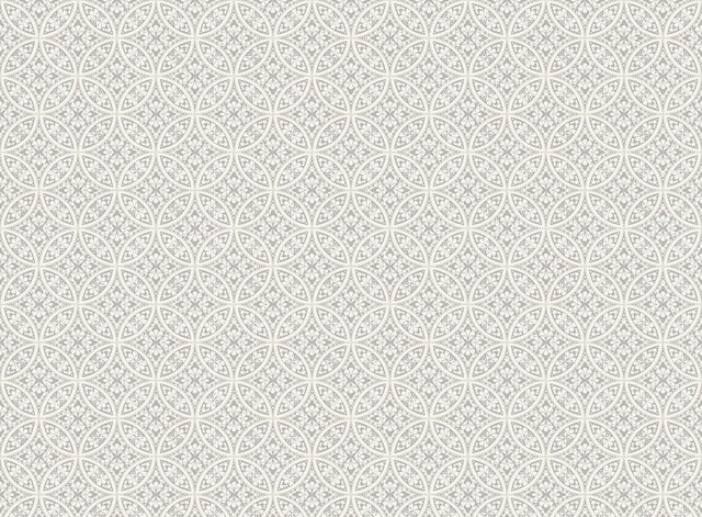 Lacey Circle Geo Grey Wallpaper with Geometric Lace Motif - York SS2517