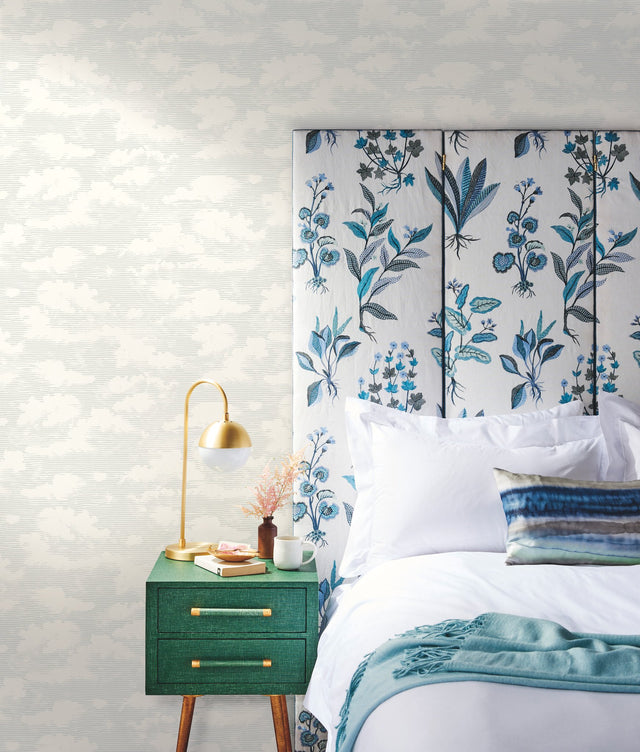 Cloud Cover Grey Wallpaper with Bohemian Cloud Motif - York SS2526