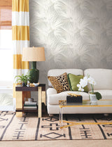 Palmetto Grey Wallpaper with Tropical Palmetto Leaf Pattern - York SS2541