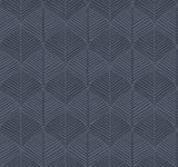Palm Thatch Navy Wallpaper with Bohemian Chevron Leaf Motif - York SS2564
