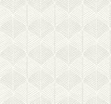 Palm Thatch White & Grey Wallpaper with Bohemian Modern Palm Leaf Motif - York SS2565