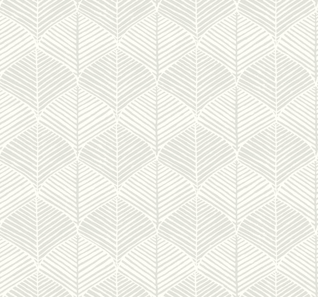 Palm Thatch White & Grey Wallpaper with Bohemian Modern Palm Leaf Motif - York SS2565
