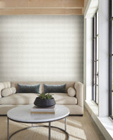 Palm Thatch White & Grey Wallpaper with Bohemian Modern Palm Leaf Motif - York SS2565