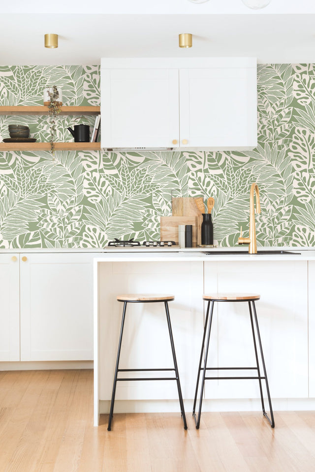 Jungle Leaves Green Wallpaper