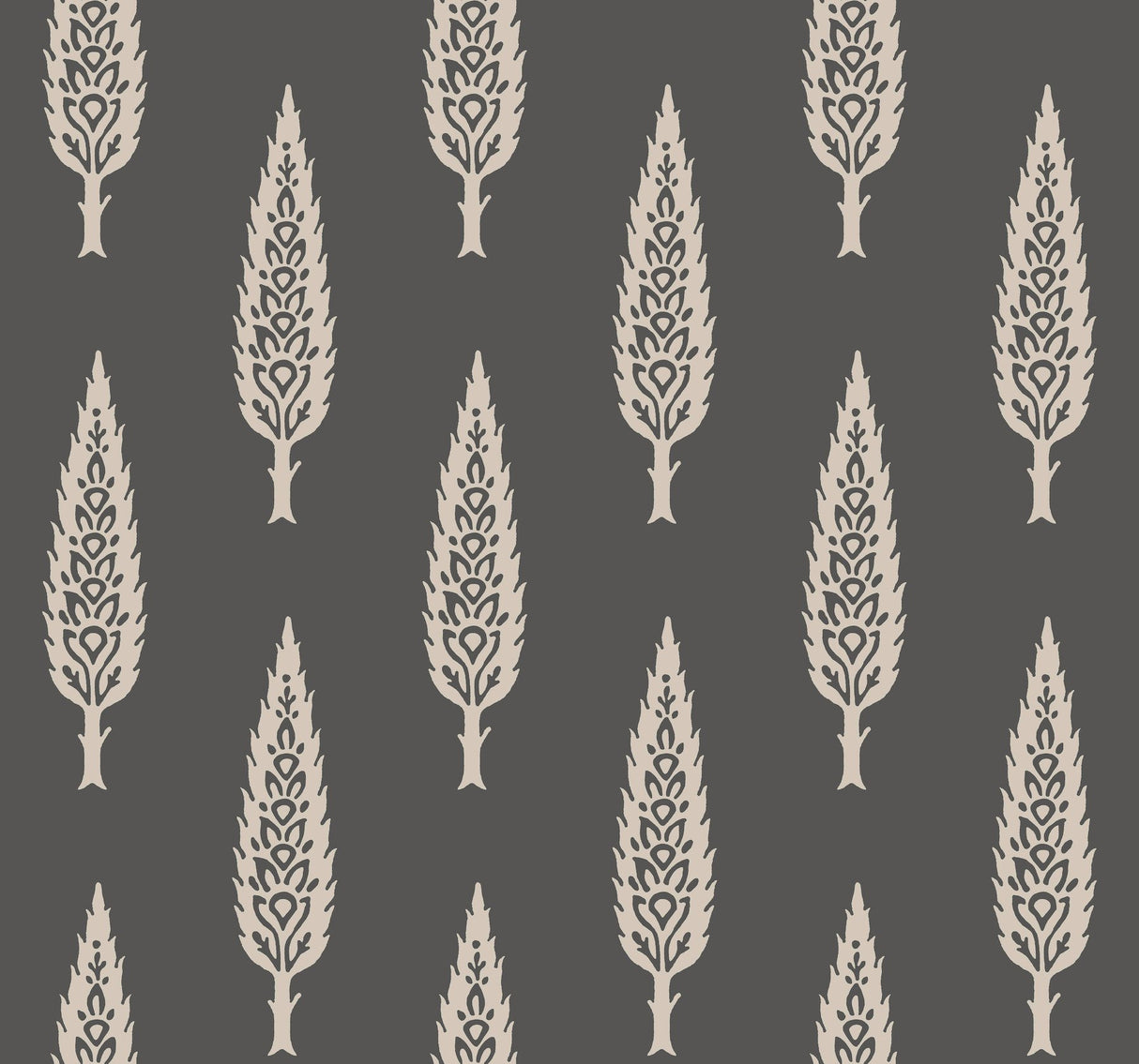 Juniper Tree Black & Taupe Wallpaper with Botanical Modern Tree Motif - York SS2607