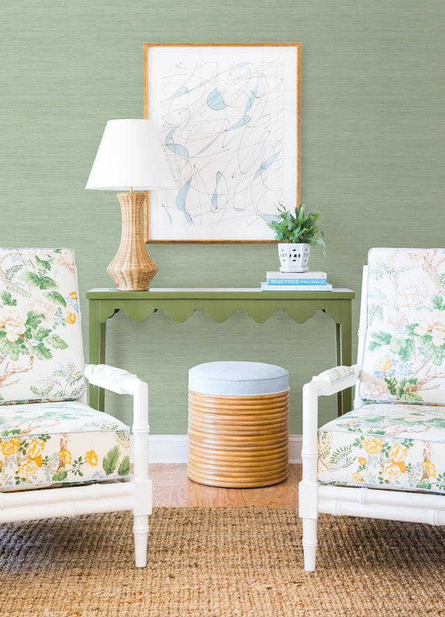 Classic Faux Sage Grasscloth Peel & Stick Wallpaper with Textured Faux Grasscloth Pattern - SSS4568