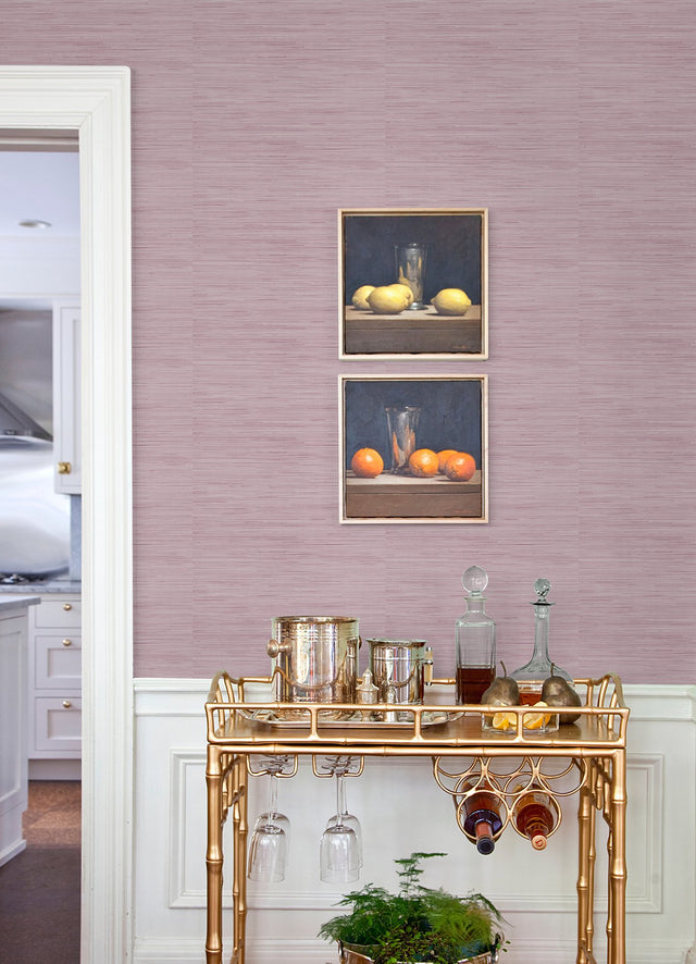 Classic Faux Lilac Grasscloth Peel & Stick Wallpaper with Textured Faux Grasscloth Pattern - Brewster SSS4571