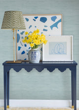 Classic Faux Sky Blue Grasscloth Peel & Stick Wallpaper, Textured Traditional Vinyl - SSS4573