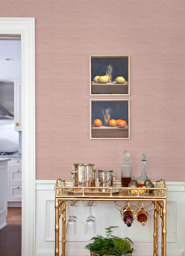 Classic Faux Berry Grasscloth Peel & Stick Wallpaper with Textured Faux Grasscloth - SSS4574