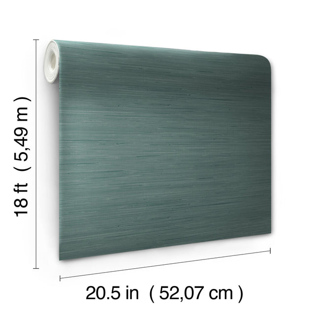 Classic Faux Peacock Grasscloth Teal Textured Peel & Stick Wallpaper - SSS6008
