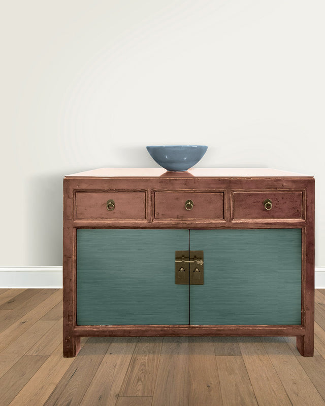 Classic Faux Peacock Grasscloth Teal Textured Peel & Stick Wallpaper - SSS6008