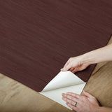 Classic Faux Aubergine Grasscloth Peel & Stick Wallpaper, Textured Vinyl - NuWallpaper SSS6009