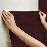 Classic Faux Aubergine Grasscloth Peel & Stick Wallpaper, Textured Vinyl - NuWallpaper SSS6009