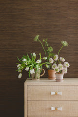 Classic Faux Chocolate Grasscloth Peel & Stick Wallpaper, Textured Faux Grasscloth Modern Graphic - SSS6010