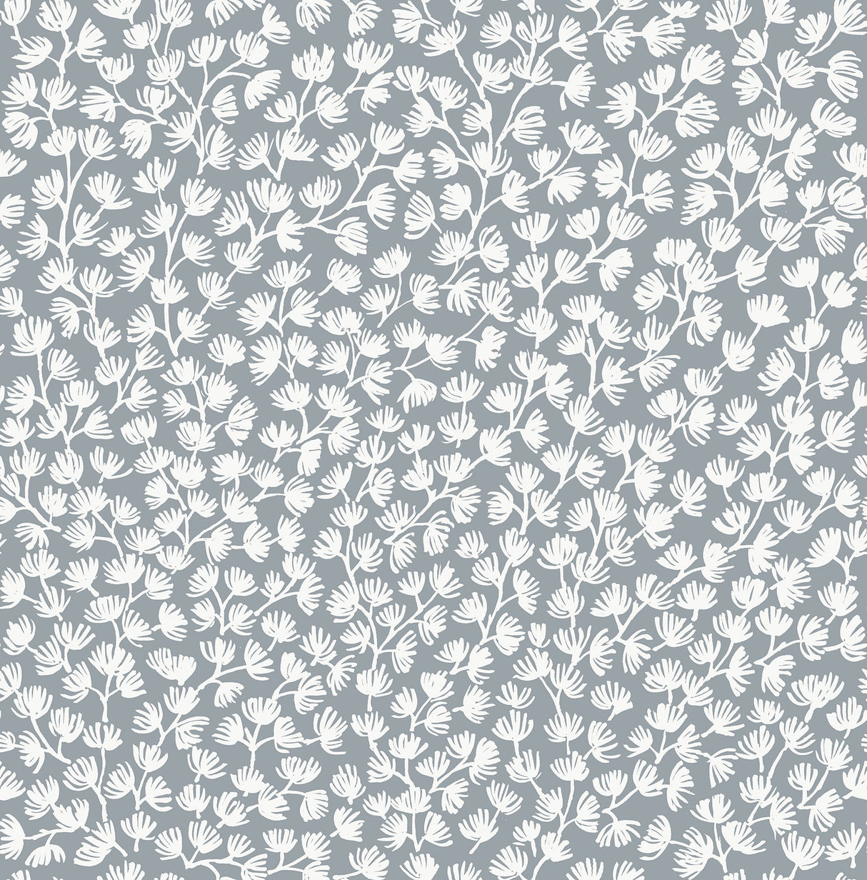 Sea Fern Slate Blue Peel & Stick Wallpaper with Botanical Leaf Motif, Coastal Style - NuWallpaper SSS6305