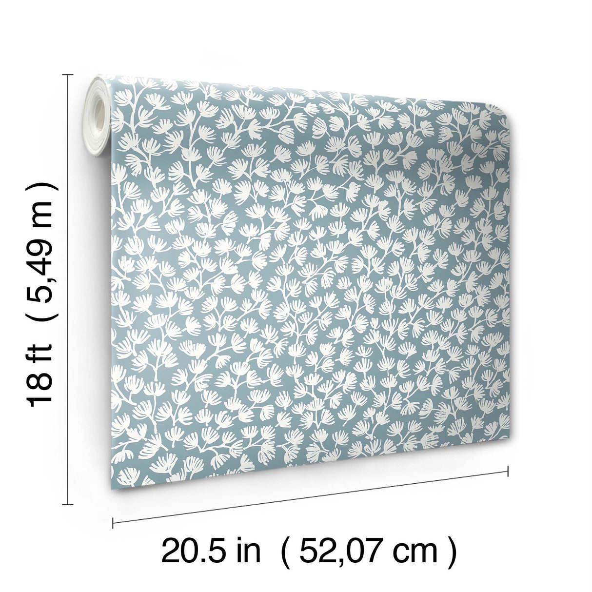 Sea Fern Slate Blue Peel & Stick Wallpaper with Botanical Leaf Motif, Coastal Style - NuWallpaper SSS6305