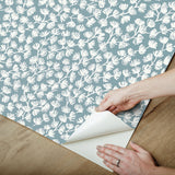 Sea Fern Slate Blue Peel & Stick Wallpaper with Botanical Leaf Motif, Coastal Style - NuWallpaper SSS6305