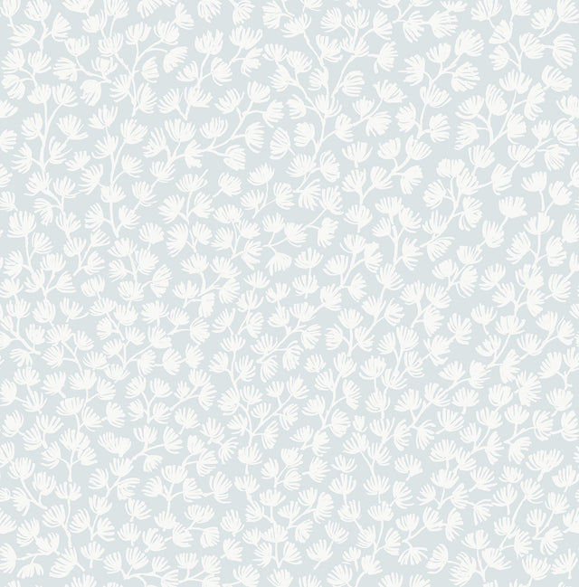Sea Fern Blue Mist Peel & Stick Wallpaper with Coastal Botanical Leaves Pattern - NuWallpaper SSS6307