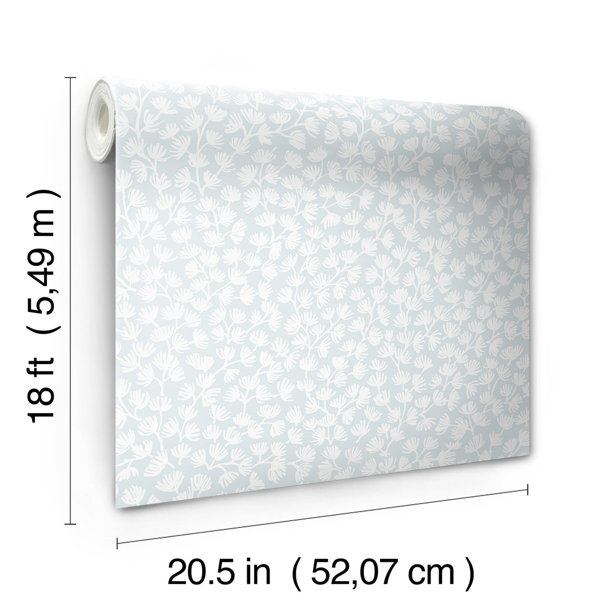 Sea Fern Blue Mist Peel & Stick Wallpaper with Coastal Botanical Leaves Pattern - NuWallpaper SSS6307