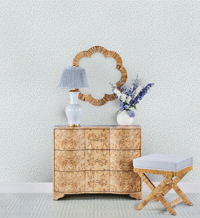 Sea Fern Blue Mist Peel & Stick Wallpaper with Coastal Botanical Leaves Pattern - NuWallpaper SSS6307