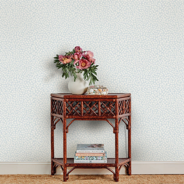 Sea Fern Blue Mist Peel & Stick Wallpaper with Coastal Botanical Leaves Pattern - NuWallpaper SSS6307