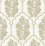 Floral Bazaar Ochre Peel & Stick Wallpaper with Botanical Floral Tile Motif - SSS6313