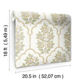 Floral Bazaar Ochre Peel & Stick Wallpaper with Botanical Floral Tile Motif - SSS6313
