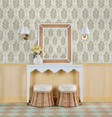 Floral Bazaar Ochre Peel & Stick Wallpaper with Botanical Floral Tile Motif - SSS6313