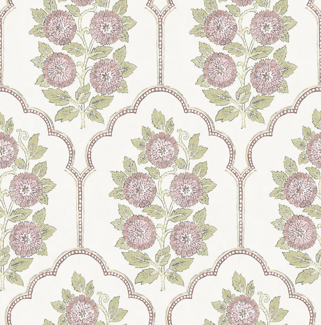 Floral Bazaar Rose Water Peel & Stick Wallpaper with Coastal Botanical Flowers Pattern - NuWallpaper SSS6314