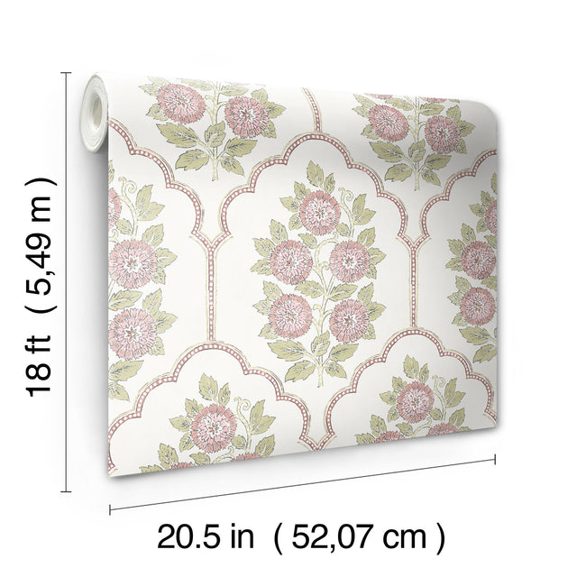 Floral Bazaar Rose Water Peel & Stick Wallpaper with Coastal Botanical Flowers Pattern - NuWallpaper SSS6314