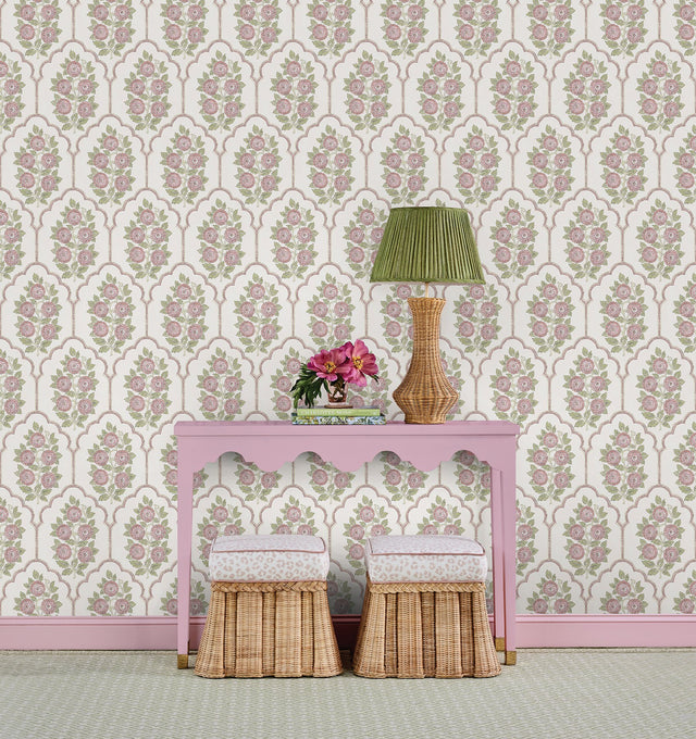 Floral Bazaar Rose Water Peel & Stick Wallpaper with Coastal Botanical Flowers Pattern - NuWallpaper SSS6314