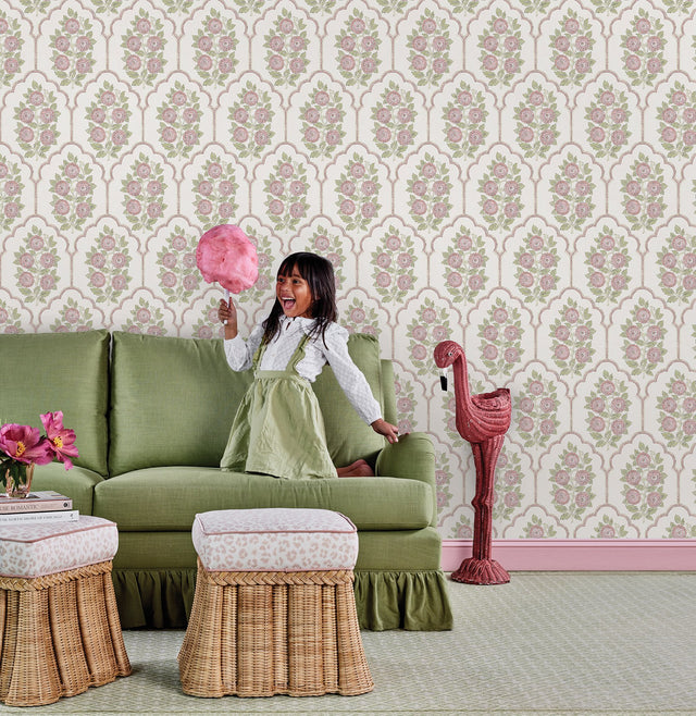 Floral Bazaar Rose Water Peel & Stick Wallpaper with Coastal Botanical Flowers Pattern - NuWallpaper SSS6314