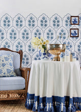 Floral Bazaar Delft Blue Peel & Stick Wallpaper with Botanical Coastal Flowers Motif - NuWallpaper SSS6315