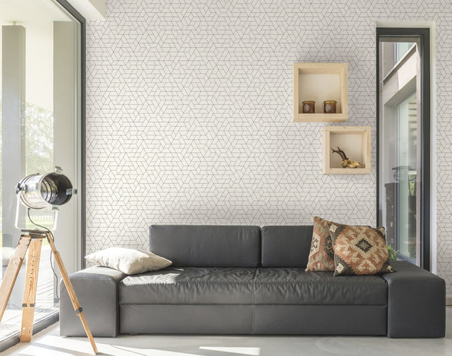 Point of View Black Geometric Wallpaper in Sure Strip - York SW7457