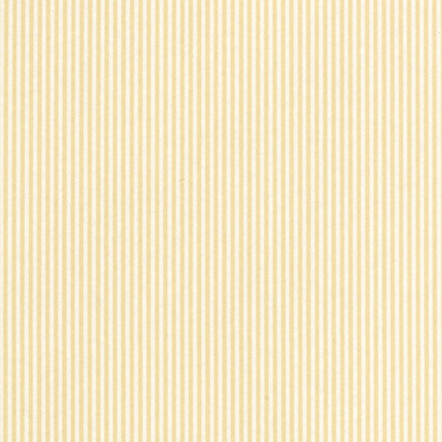 Newport Stripe wallpaper in Maize by Schumacher, classic narrow pinstripe wallcovering in yellow and white.