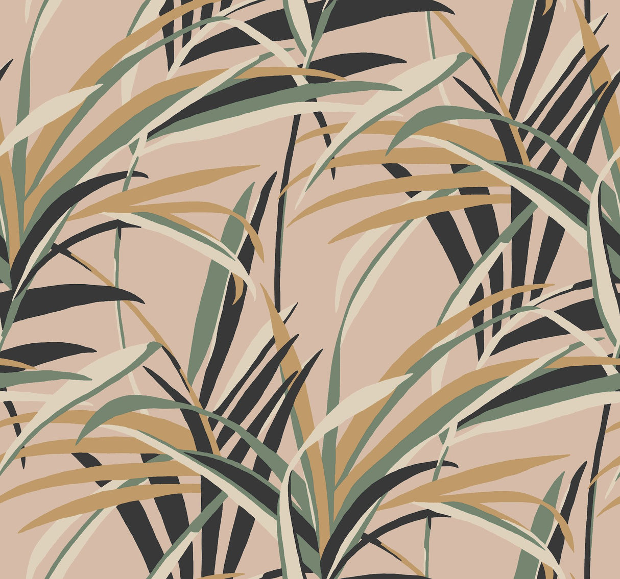 Tropical Paradise Blush Wallpaper with Botanical Palm Leaf Motif - York TC2608