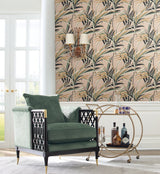 Tropical Paradise Blush Wallpaper with Botanical Palm Leaf Motif - York TC2608
