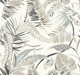 Tropical Toss White Wallpaper with Botanical Palm Leaf Pattern - York TC2622