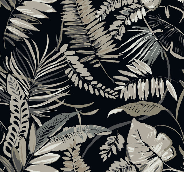 Tropical Toss Black Wallpaper