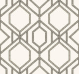 Sawgrass Trellis White & Taupe Wallpaper with Geometric Trellis Pattern - York TC2635