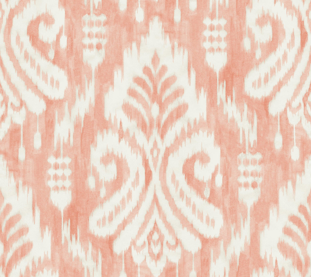 Hawthorne Ikat Coral Wallpaper with Bohemian Ikat Pattern - York TC2646