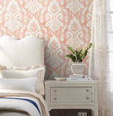 Hawthorne Ikat Coral Wallpaper with Bohemian Ikat Pattern - York TC2646