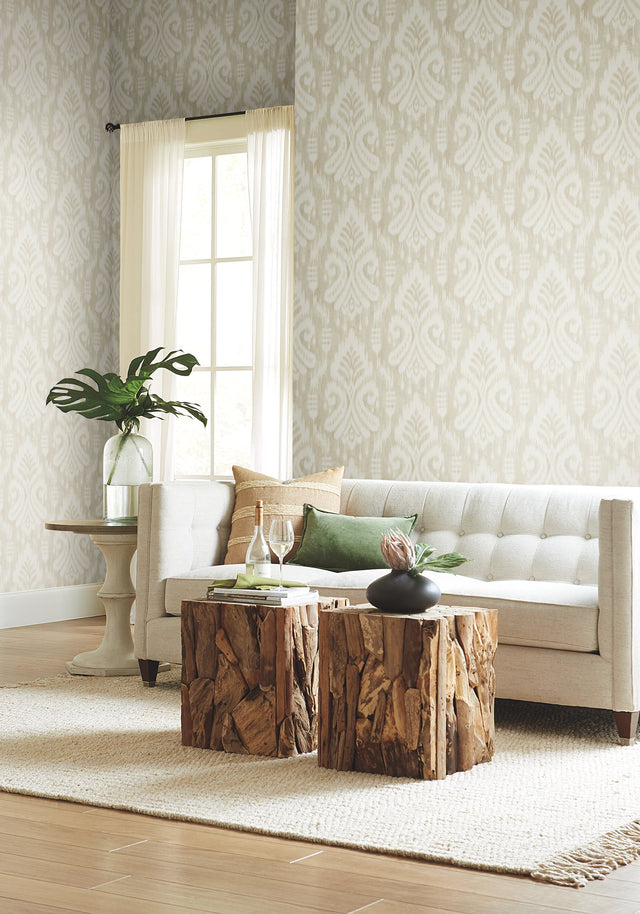 Hawthorne Ikat Beige Wallpaper