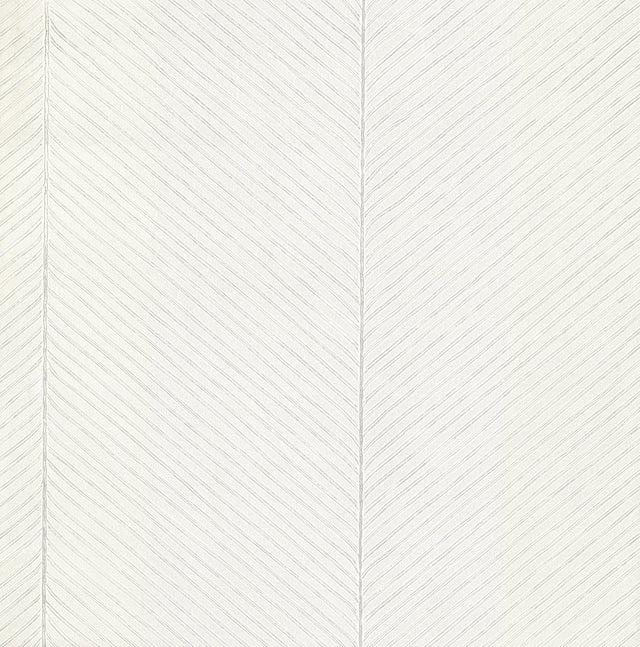 Palm Chevron White & Silver Wallpaper with Textured Palm Leaf Chevron Pattern - York TC2692