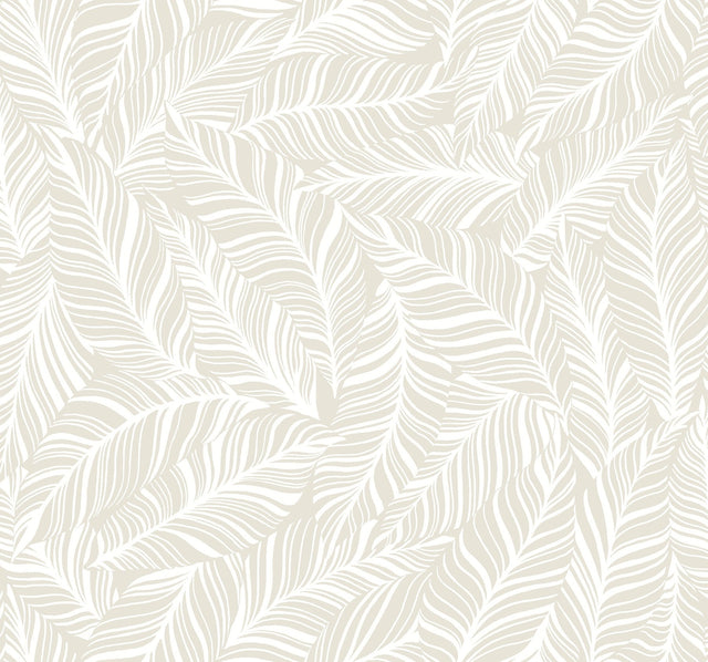 Rainforest Canopy Pearl Wallpaper with Botanical Palm Leaf Motif - York TC2714